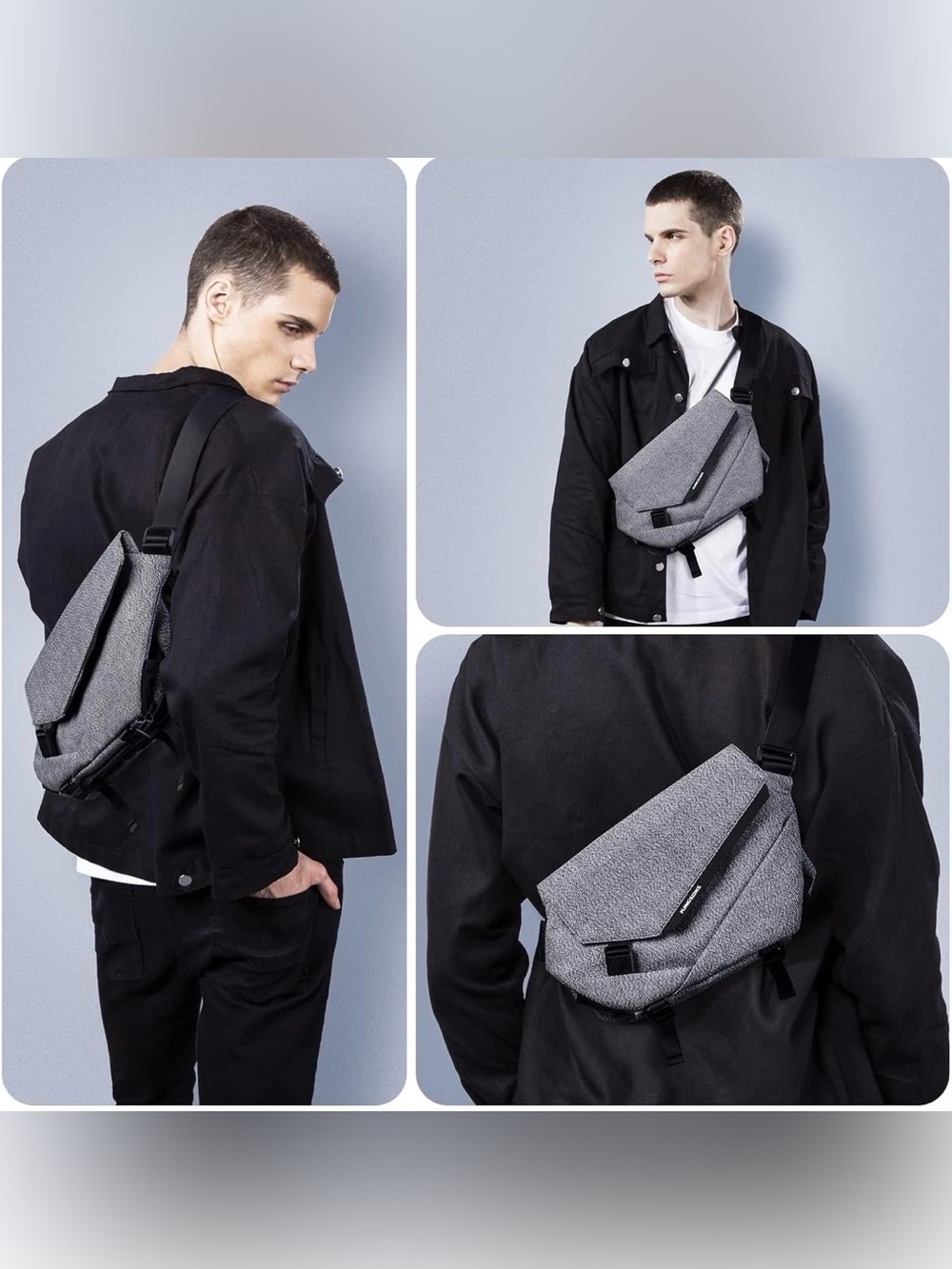 Kingsons Gray Men’s Crossbody Sling Bag Travel